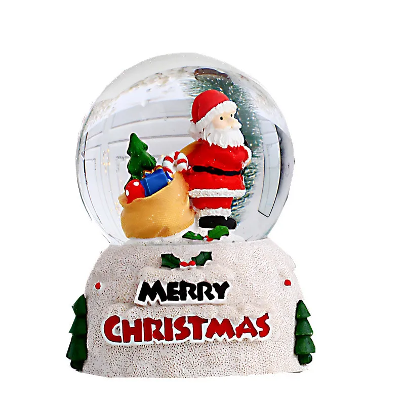 Glowing Santa Claus Snowman Crystal Ball Christmas Ornament Desktop Decoration Snow New Year Gift for Children Family | Дом и сад