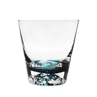 japanese gently blue mount fuji glass creative and beautiful leisure ink blue crystal mugs shot glasses set double wall glass