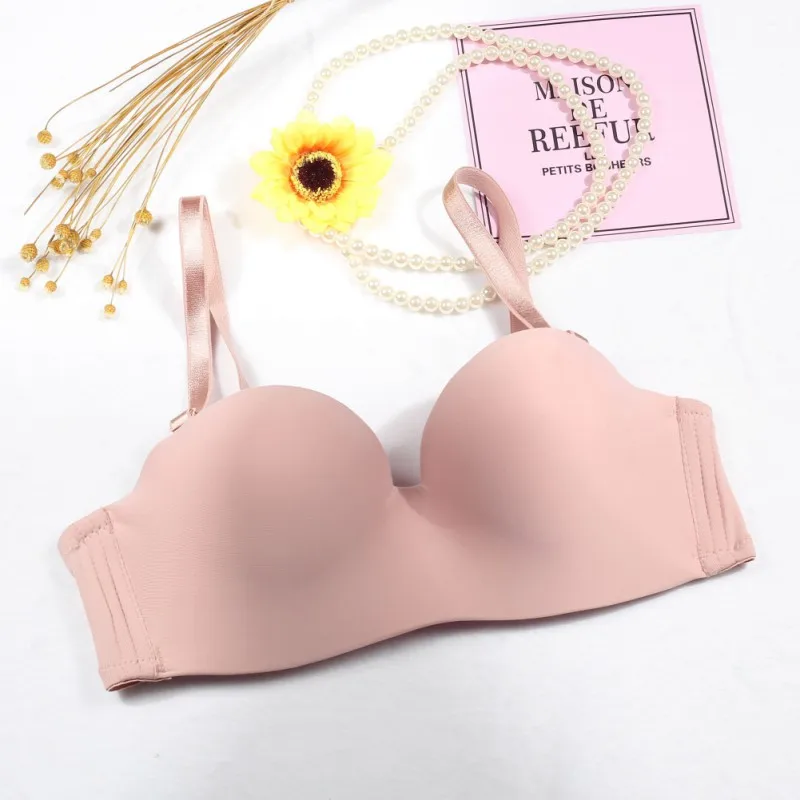 Однотонные глянцевые Бесшовные бюстгальтеры с получашками женские мягкие пуш-ап