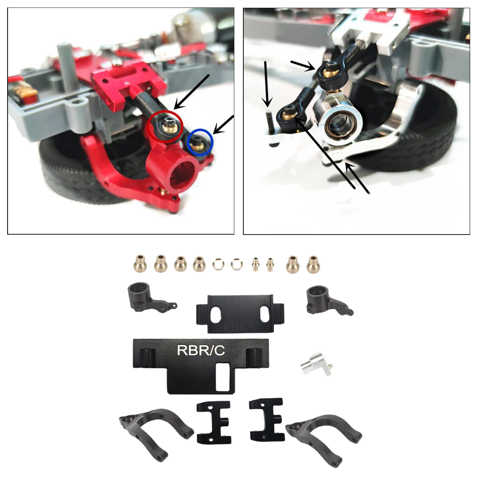 

Aluminum Alloy Swing Arms with Steering Knuckles / Plate for WPL D12 1:10 RC Crawler Spare Parts