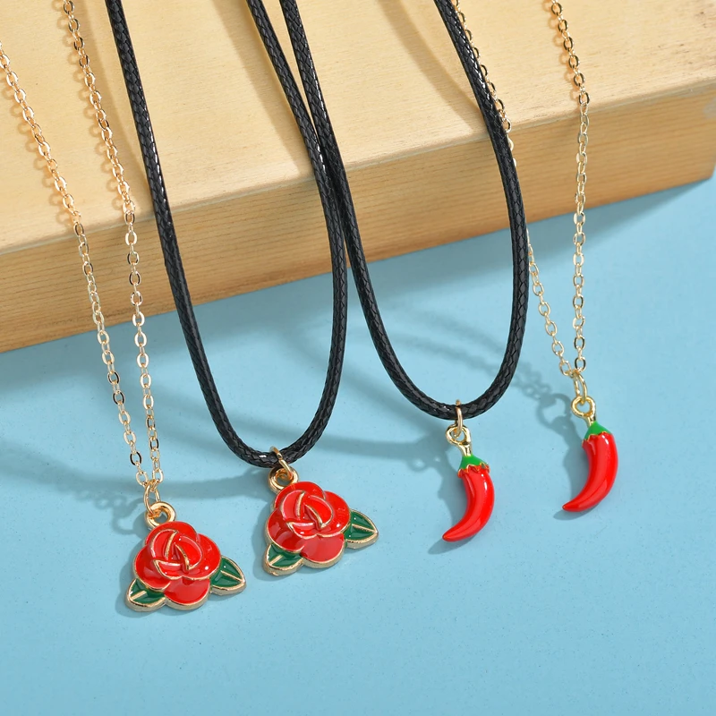 Ожерелье с перчиком подвеской в виде милого Красного растения индивидуальный