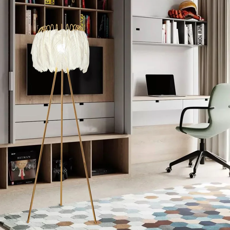 Скандинавский современный роскошный перьевой напольный светильник
