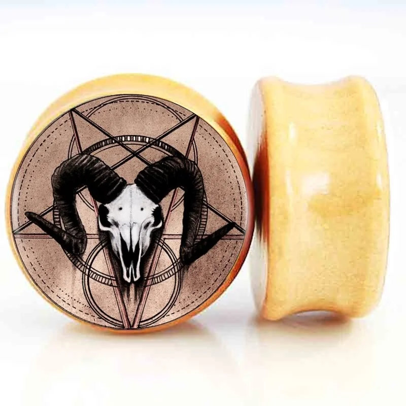 2 шт./лот Baphomet деревянные беруши и туннели 8 мм 25 расширитель для ушей пробка