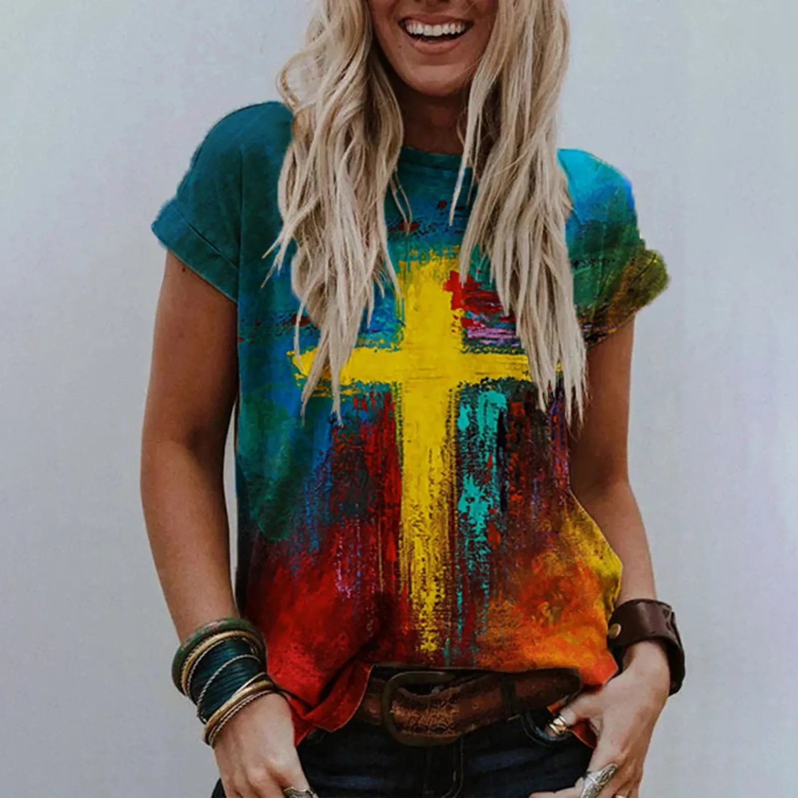 

Женская Винтажная Футболка оверсайз с принтом, Повседневная Свободная футболка с коротким рукавом, уличная одежда, Y2K, лето 2021