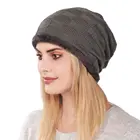Модные женские теплые вязаные шапочки шапка эластичная клетчатая Женская однотонная плотная зимняя шапка для женщин