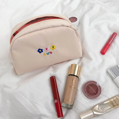 Beige Cosmetic Bag Чехол-карандаш SIXONE Ins Avocado Puppy Floret в простом стиле, Большая вместительная сумка для хранения, Корейская сумка для ручек с вышивкой, косметичка - Цвет: Beige Cosmetic Bag