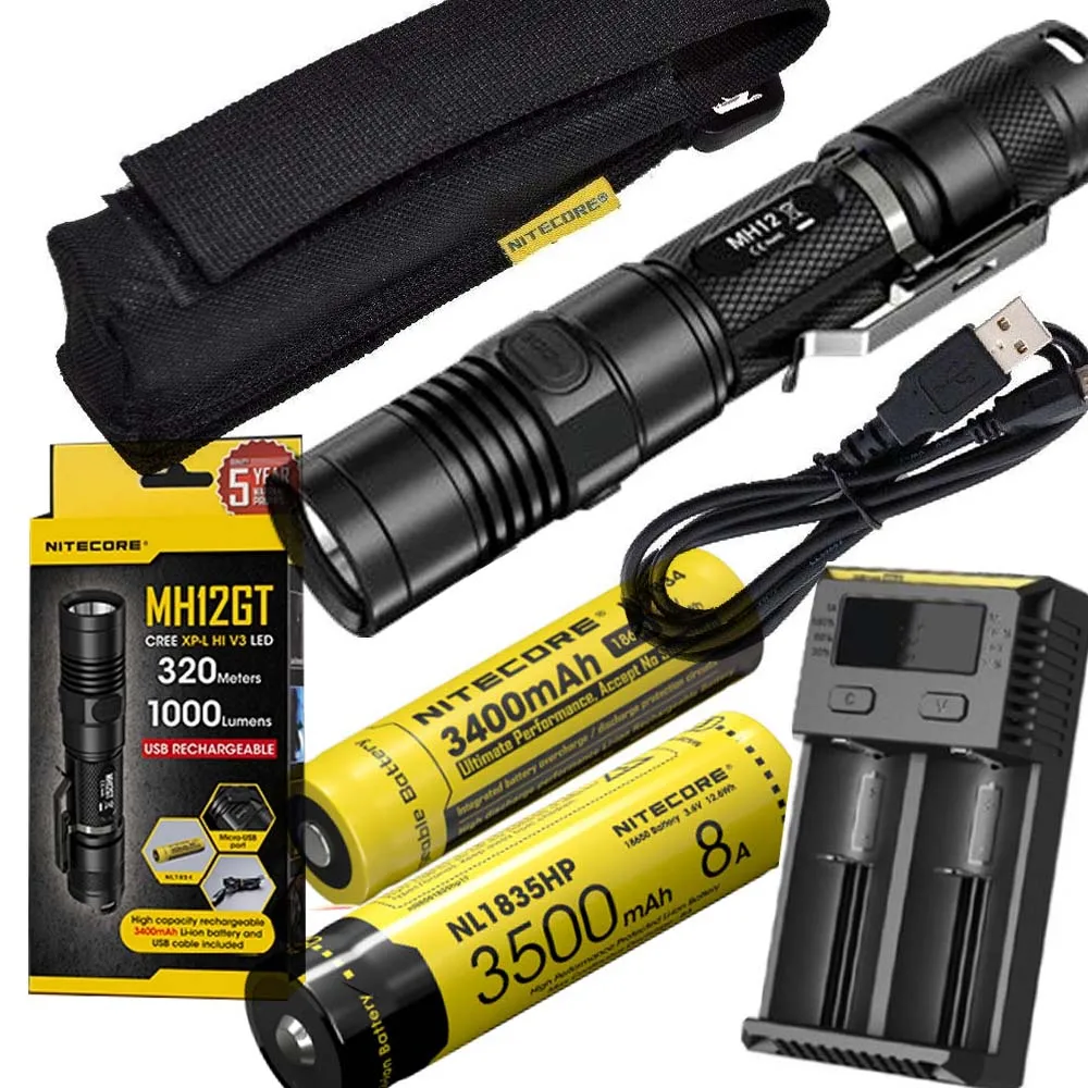 NITECORE MH12GT 1000 люмен LED 18650 3400mah аккумулятор USB Перезаряжаемый Фонарик спасательный