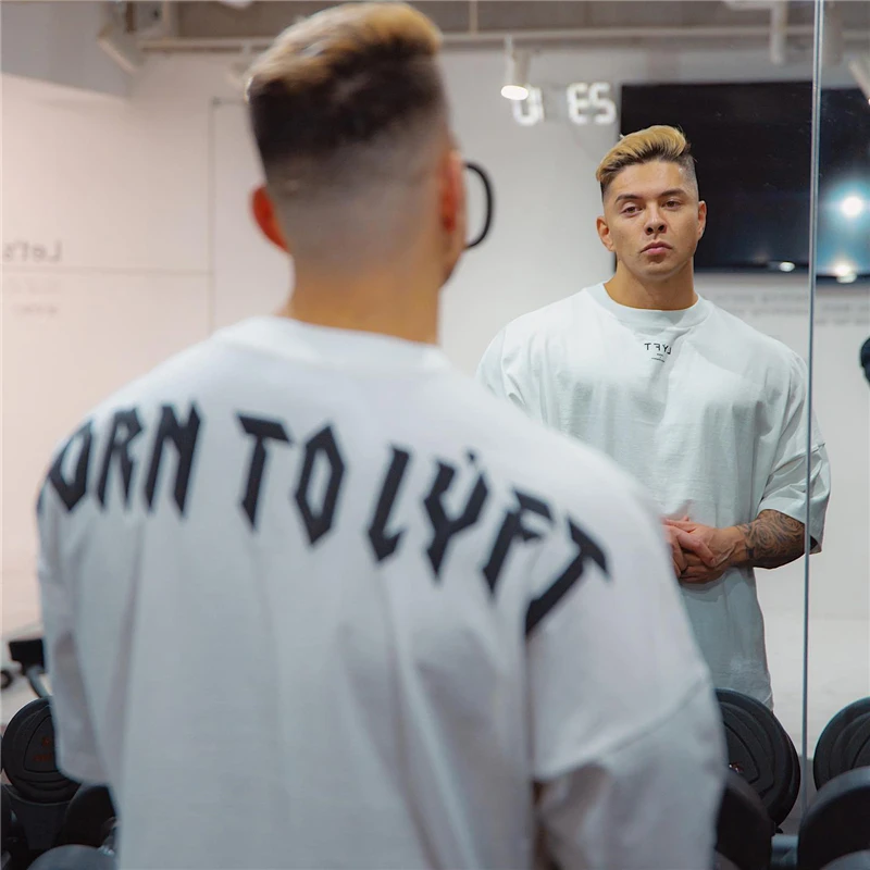 Мужская хлопковая футболка BORN TO LYFT с коротким рукавом черная брендовая футболки