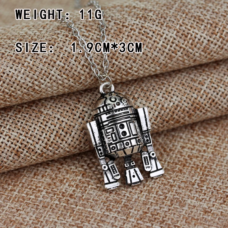 Горячая Распродажа Звездные войны 7 робот R2D2 ожерелье модное винтажное Серебро Золото сплав фигурки кулон аксессуары для женщин мужчин вентиляторы подарок