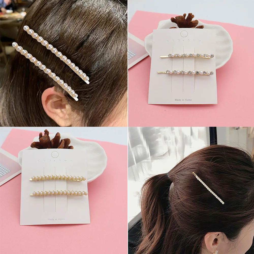 

2 Pcs/Set Pearl Hair Clip for Women Hairpin Headdress Fashion Elegant Korean Design Stick Hairpin Hair Styling Accessories