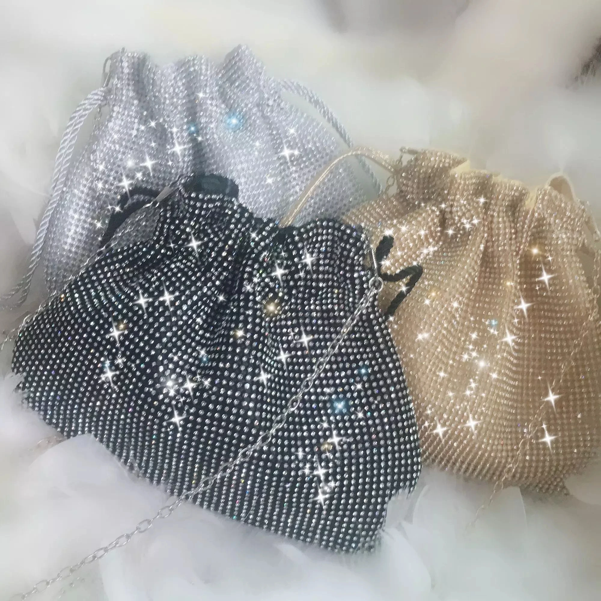 

2020 New water drill shoulder bag for lady Korean version chain bucket bags women