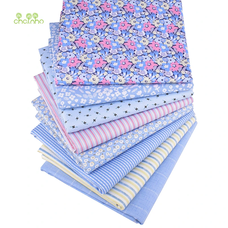 Chainho новая синяя Цветочная серия набивная саржевая хлопковая ткань Лоскутная