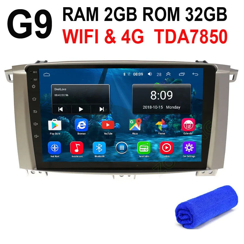 4G DSP 2+ 32Gb 2.5D Android 9,0 Автомобильный мультимедийный dvd-плеер для Toyota Land cruiser 100 LC100 автомобильный Радио gps навигация Авторадио BT - Цвет: G9 GPS