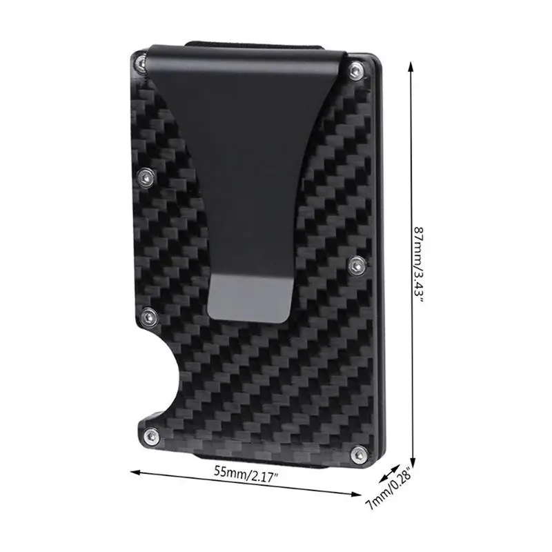 

Portable Slim Men's Carbon Fiber Stainless Steel Wallet Clip Carbon Fiber Credit Card Holder Money Clip Purse