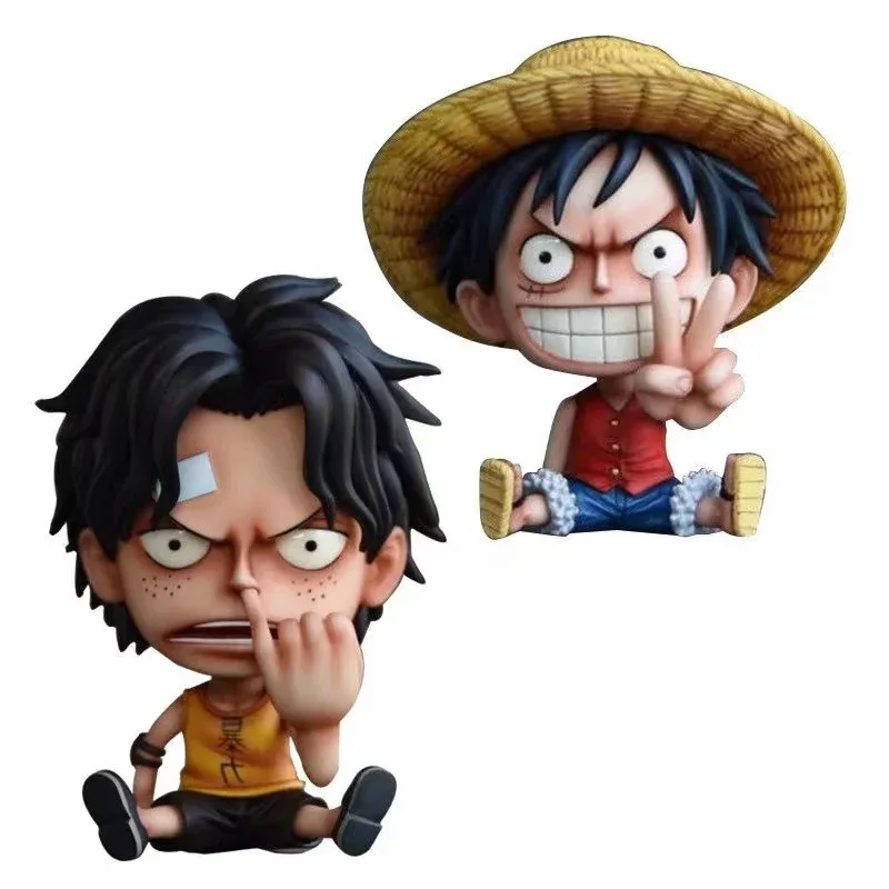 

Аниме One Piece Luffy Ace Lovely детство зуб сидя ПВХ Фигурки OP Luffy Than Gesture коллекционные модели 10 см