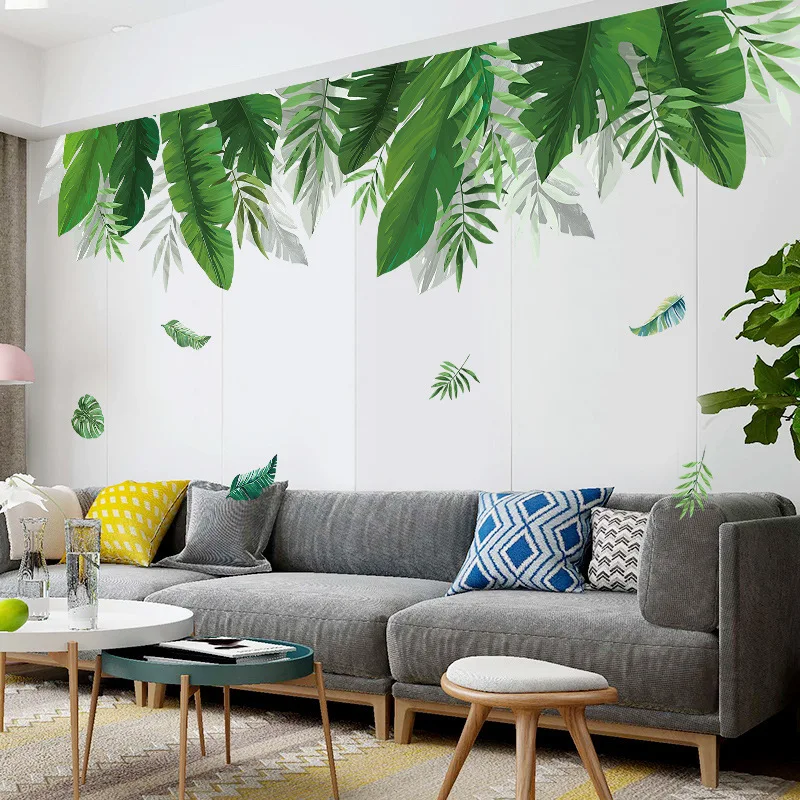 

Nordic Style Wall Stickers Living Room Bedroom Wall Decoration Tropical Green Plants Art Decals DIY Vinyl Wallpaper Home Decor