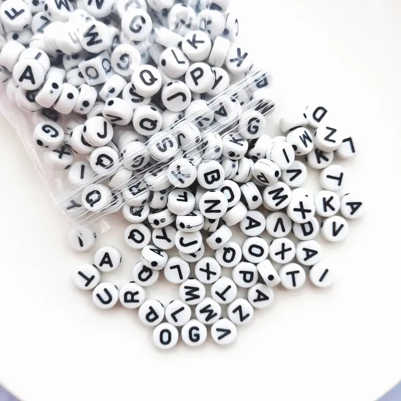 

200pcs/Lot 4*7mm Oval Shape Letter Acrylic Spaced Beads Alphabet Beads For Jewelry Making DIY Charms Bracelet Necklace Findings