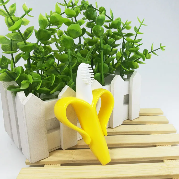 Baby Silicone Training Toothbrush BPA Free Banana Shape Safe Toddle Teether Chew Toys Teething Ring Gift For Infant Chewing | Мать и