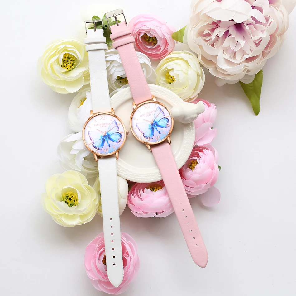 Элегантные женские часы с кожаным ремешком Модные Дамские Кварцевые наручные