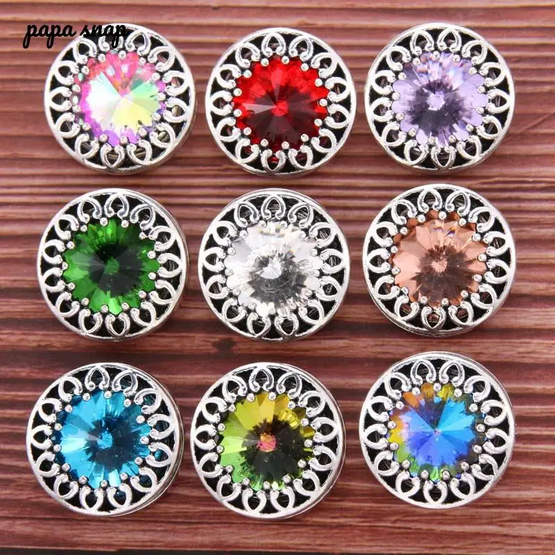 10 шт./лот новый сияющий кристалл в форме сердца цветок 18 мм украшения с кнопкой из
