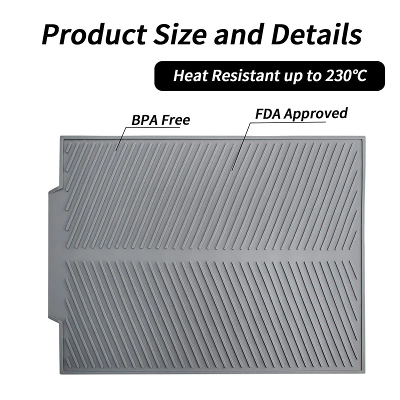 Силиконовый сливной Прямоугольный Коврик для сушки посуды термостойкий