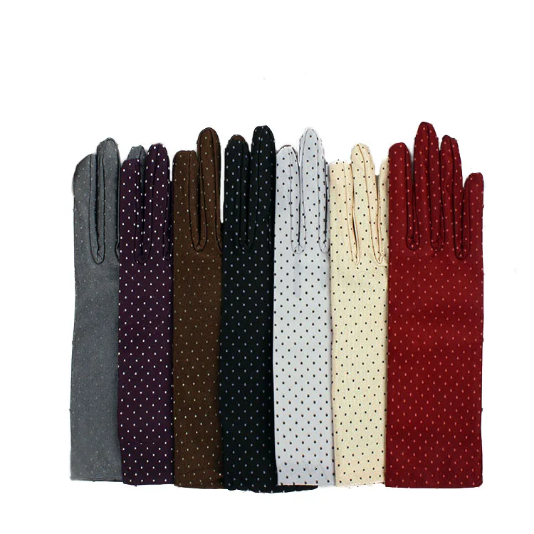 Женские летние перчатки с узором в горошек защита от УФ лучей для езды на
