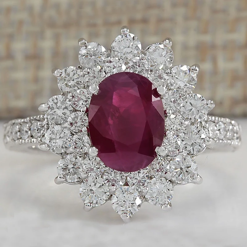 Ring K096 Элегантные кольца с кубическим цирконием и цветами для женщин, свадебный подарок, роскошные ювелирные изделия, Кристальное кольцо принцессы, женские модные аксессуары Z4K822 - Цвет основного камня: Ring K096