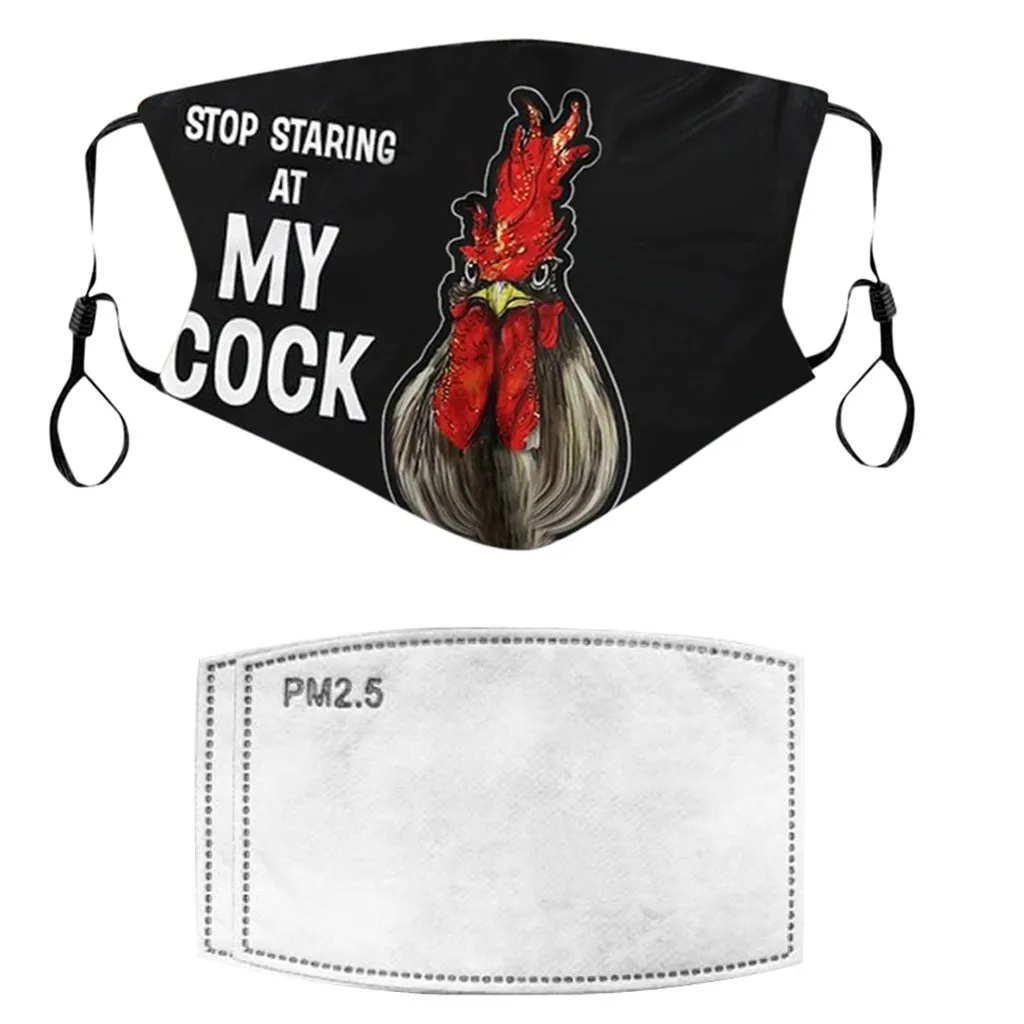 

2020 New Fashion 1PC Chicken Printed Masks Dustproof Windbreak Foggy Haze PM2.5 Reusable Washable Mask With Mask Filter Gasket 4