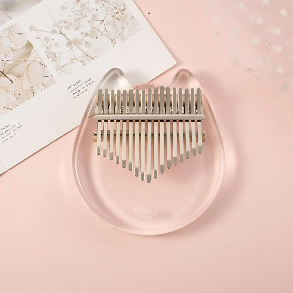 Mounchain NK-CT Crystal Cat 17 key Kalimba Acrylic Thumb Piano Mbira Transparent Keyboard Instrument
