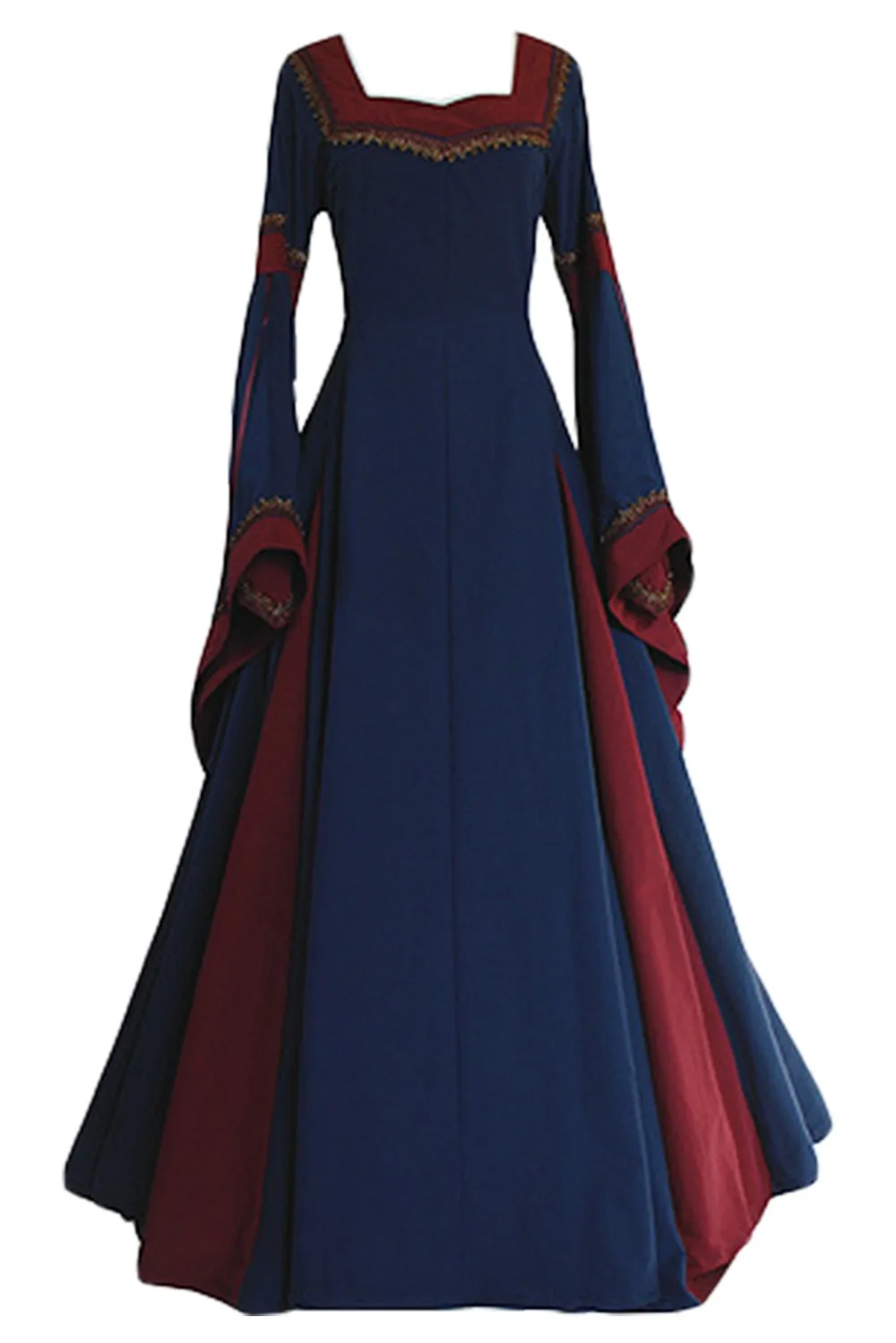 Лидер продаж воротник Длинный рукав с расклешенными рукавами длинное платье