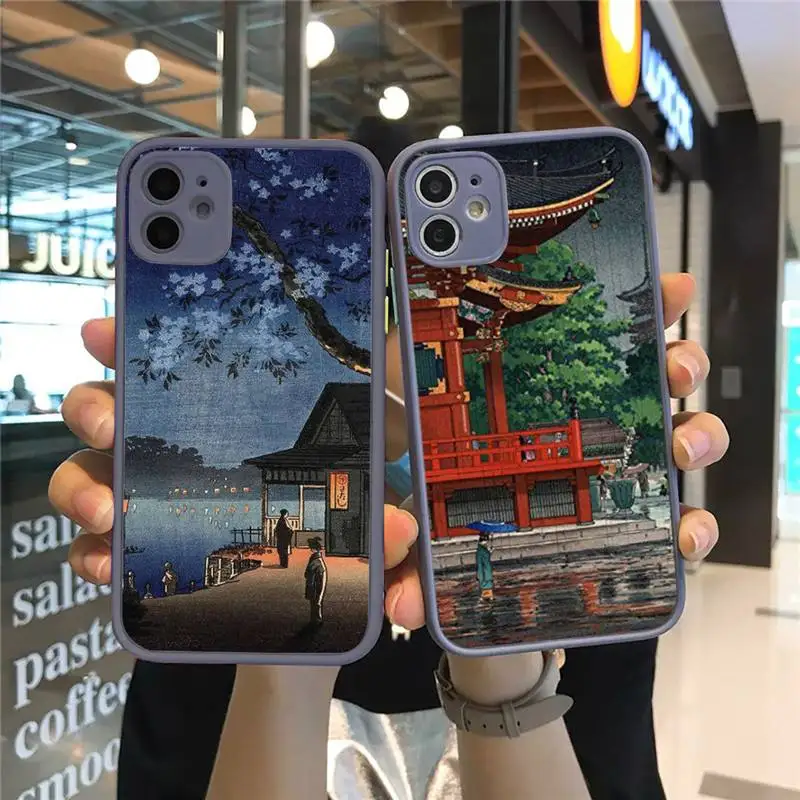 

Ukiyo-e Tokyo Japanese Art Phone Case Matte Transparent for iPhone 7 8 11 12 s mini pro X XS XR MAX Plus cover funda