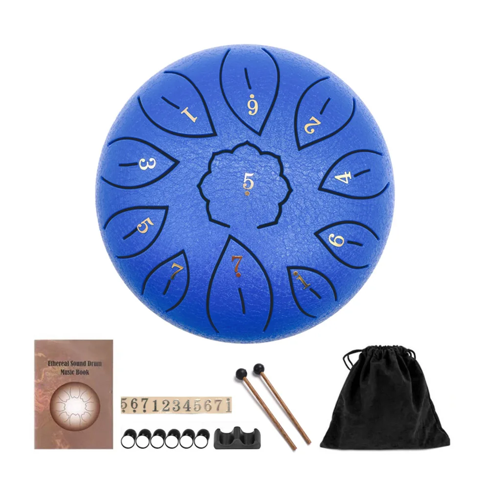 

6 inch 8/11 Tune Percussion Musical Instrument Steel Tongue Drum for Beginner Tune Hand Drum Pad Sticks Carrying Bag Percussion