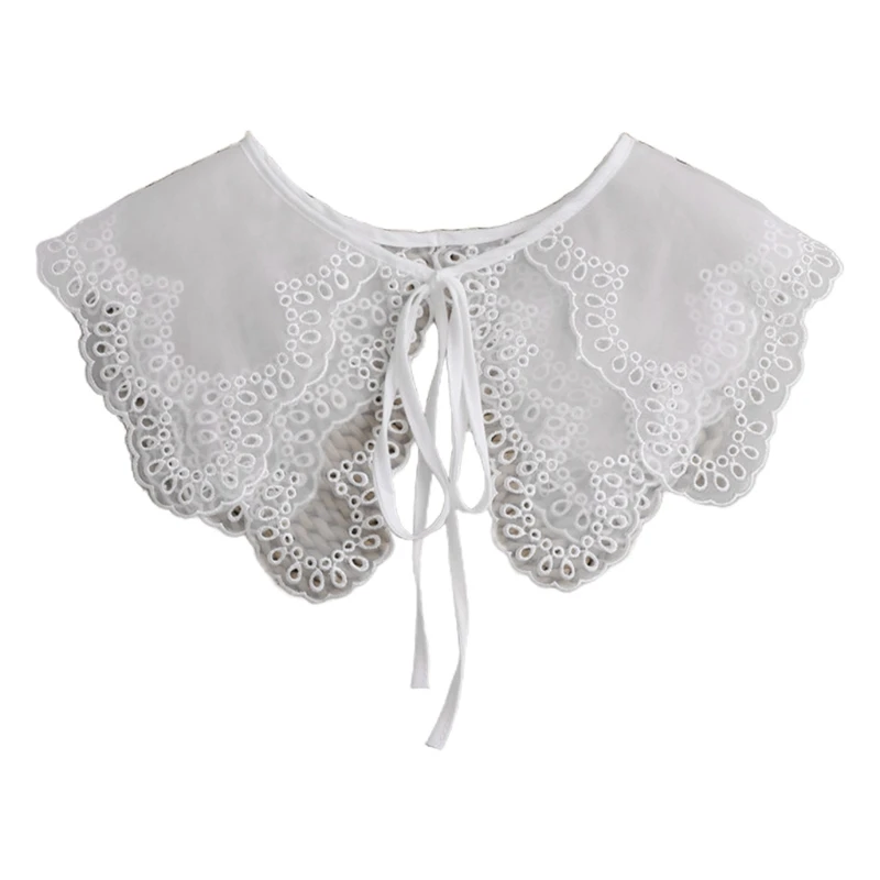 

Double Layer Embroidery Detachable Doll Fake Collar Shawl Wrap Sweet Hollow Out Hole Butterfly Necklace Mini Cape Lace-Up M7DD
