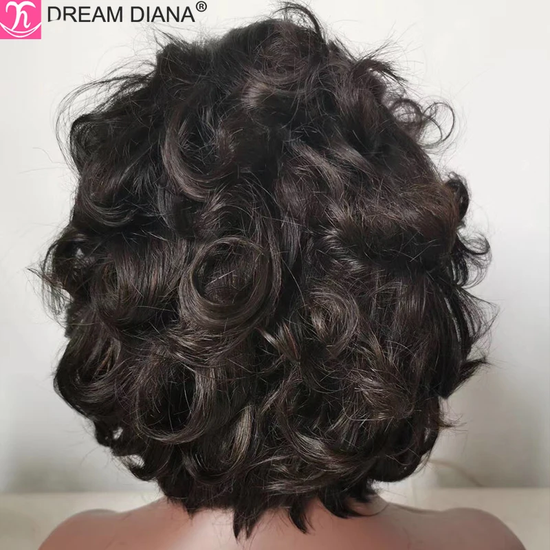 DreamDiana малайзийские волосы парик Волнистые Синтетические на кружеве часть