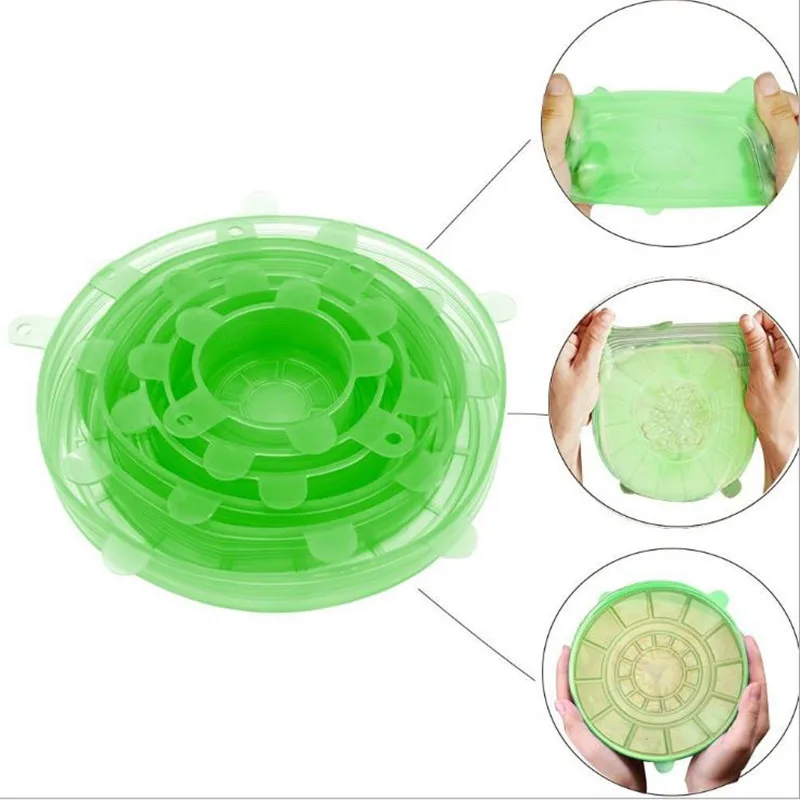 6 шт./компл. силиконовая крышка для кастрюли|Крышки сохранения свежести| |