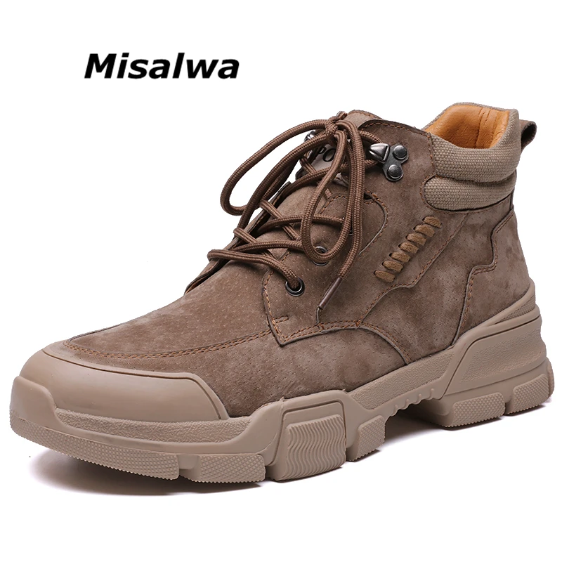 

Misalwa Handcraft Outdoor Men Leather Boots High Top Autumn Men Shoe Casual Basic Men Western Working Boots Desert Milatary Boot