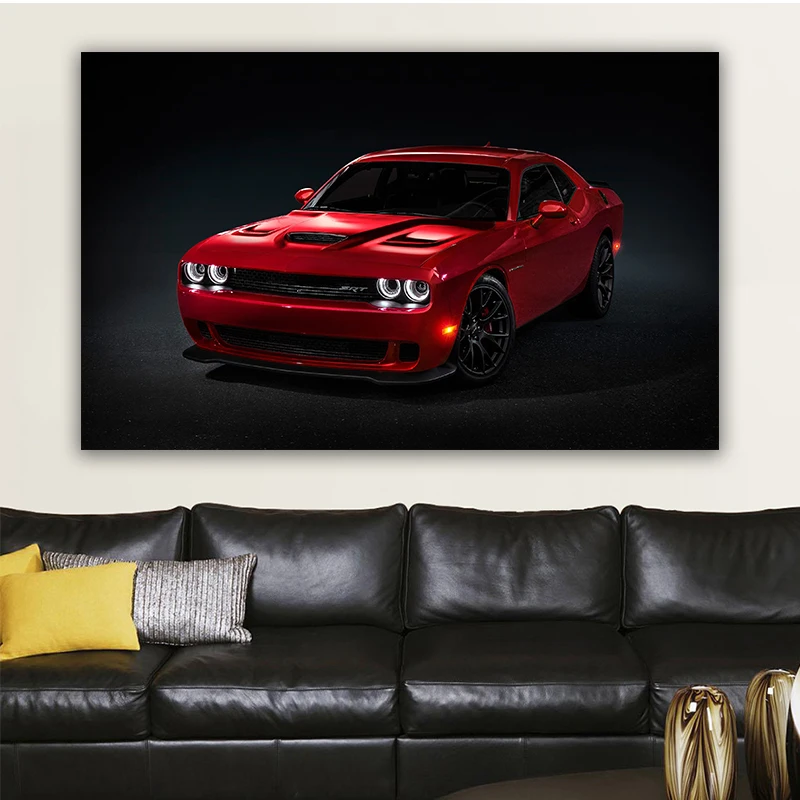 

Dodge Challenger SRT Demon Red Metallic Car Picture Silk Wall Art Painting Canvas Posters and Prints For Living Room Decor