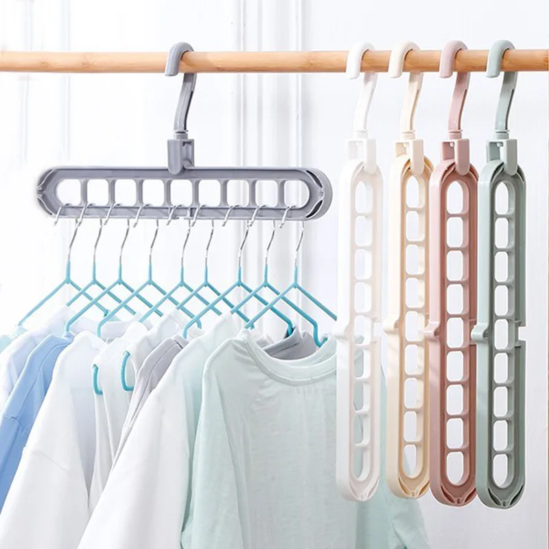 

Многофункциональная вешалка для одежды с девятью отверстиями, креативная компактная вращающаяся ветрозащитная сушилка, пластиковая вешалка для хранения одежды