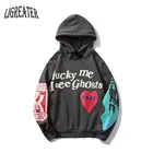 Толстовка мужская флисовая с надписью Lucky Me Kanye West, свитшот с принтом граффити, в стиле Харадзюку, топ в стиле хип-хоп, очень странные дела, худи