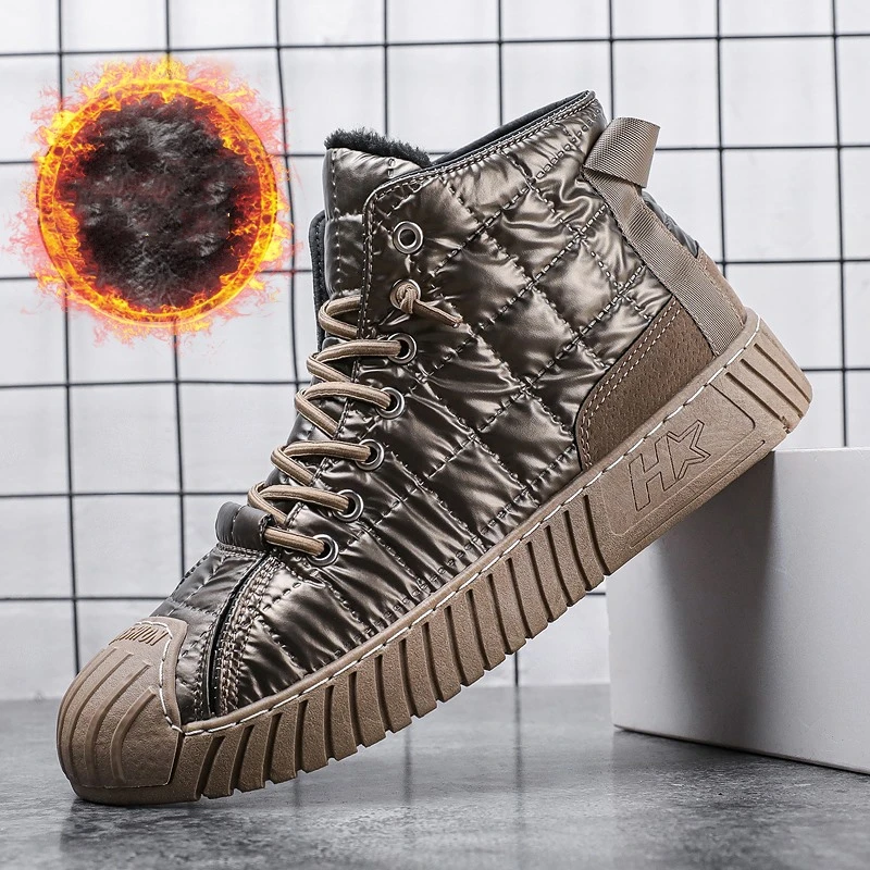 

Men Warm Plush High Top Vulcanize Shoes Classic Snow Sneakers Lace-up Casual Autumn Winter Work Footwear