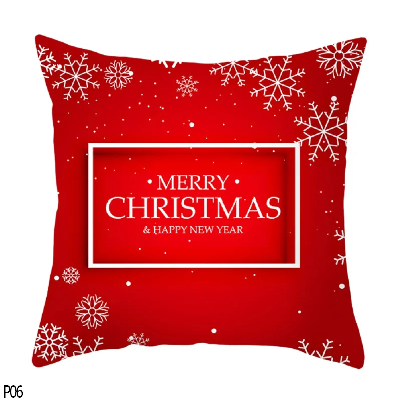 p06 red christmas 1 шт. 45*45 см Санта-Клаус Merry Christmas Наволочки Чехол новогодний домашний диван Автомобильная подушка Декоративные Чехлы для подушек - Цвет: p06 red christmas