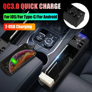 2/3 Cables Seat Gap Organizer in Car Seat Slit Pocket Storage Box ABS
Leather Case USB Charger Front Driver Crevice Auto Bag