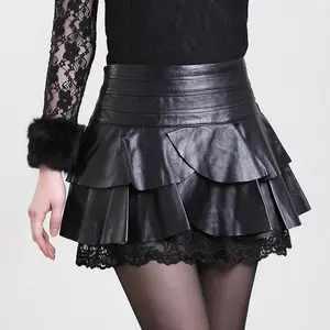 Юбка женская из искусственной кожи, короткая кожаная юбка-баллон, большие размеры, Осень-зима 2020