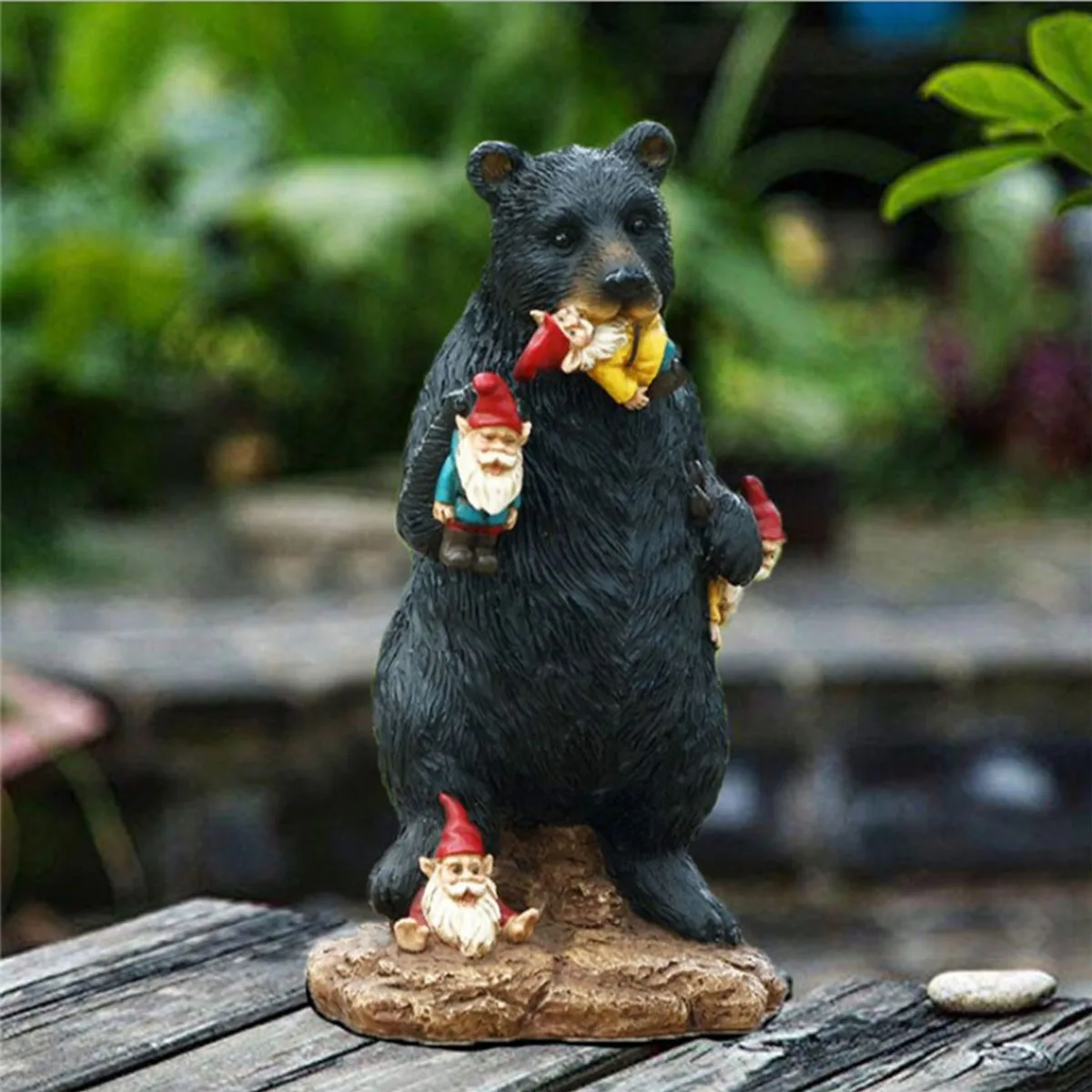 

Dwarf bear sculpture black bear resin sculpture outdoor garden dwarf statue