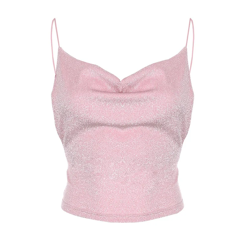 Женский Блестящий блестящий сексуальный комбинезон с низкой грудью и открытой