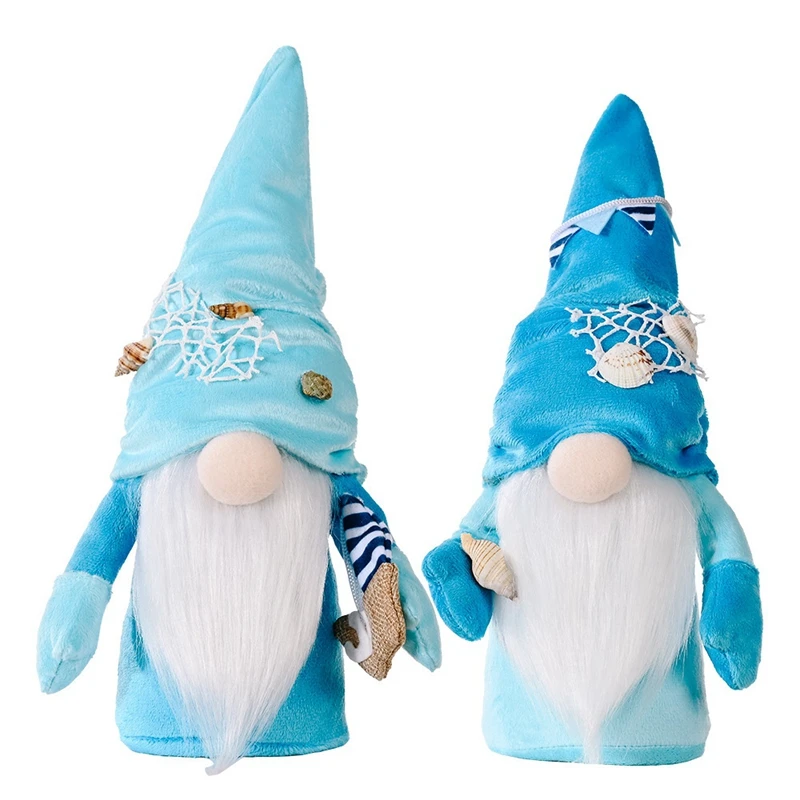 

2 Pcs Summer Ocean Gnome Tomte Nisse Scandinavian Swedish Faceless Doll Elf Farmhouse Home Kitchen Decor, Kids Toys Gift