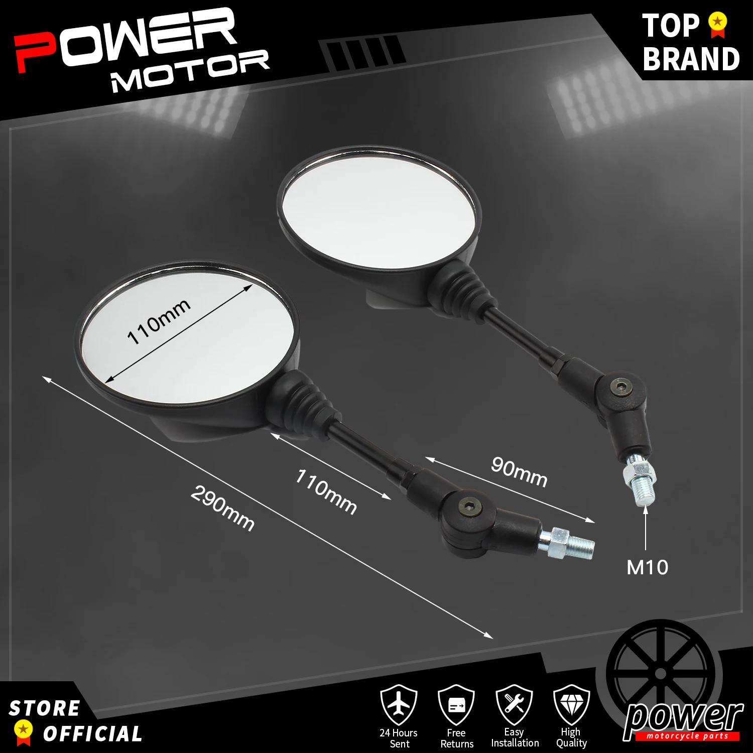 2 шт. Складной круглый зеркало заднего вида для скутера 10 мм, мотоцикла Motocross аксессуары боковое зеркало для велосипеда.