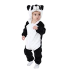 Комбинезон для младенцев Ползунки панда, одежда для сна для маленьких мальчиков, фланелевые пижамы-кигуруми в виде животных для малышей, костюм для косплея, цельная Пижама