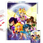 Алмазная живопись 5D сделай сам, аниме полностью Алмазная вышивка Сейлор Мун, мозаика, картины для домашнего декора, художественные картины, вышивка крестиком