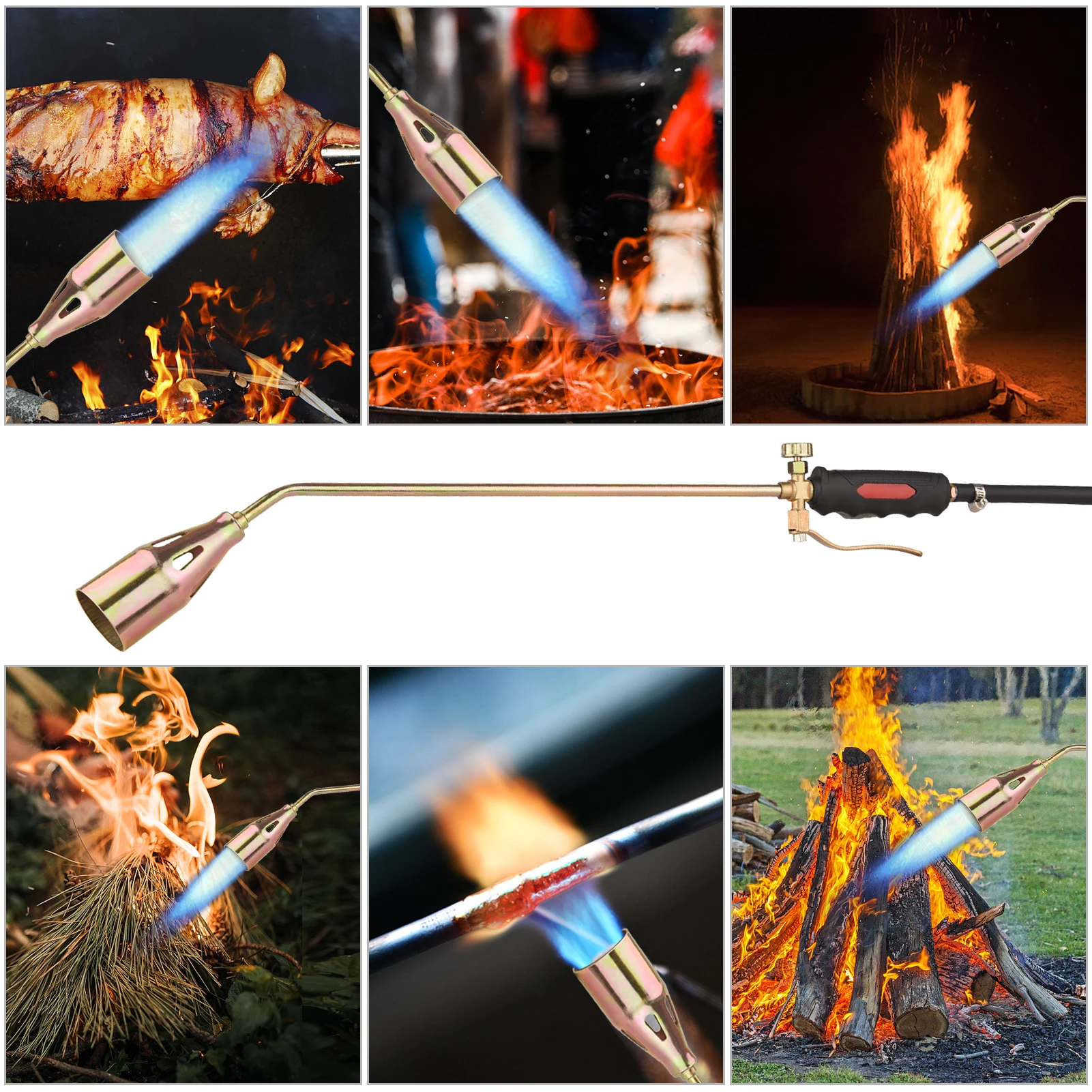 Горелка для удаления сорняков с шлангом 6 футов 3 сопла таяния льда снега газона
